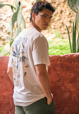Relaxed fit t-shirt with tropical print on the back - Off white