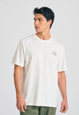 Relaxed fit t-shirt with tropical print on the back - Off white