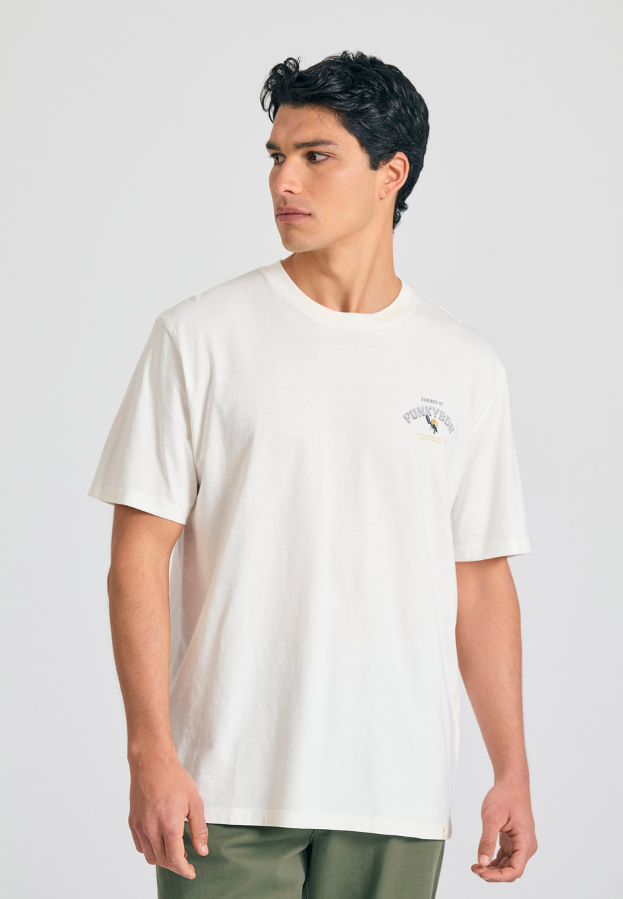 Relaxed fit t-shirt with tropical print on the back - Off white