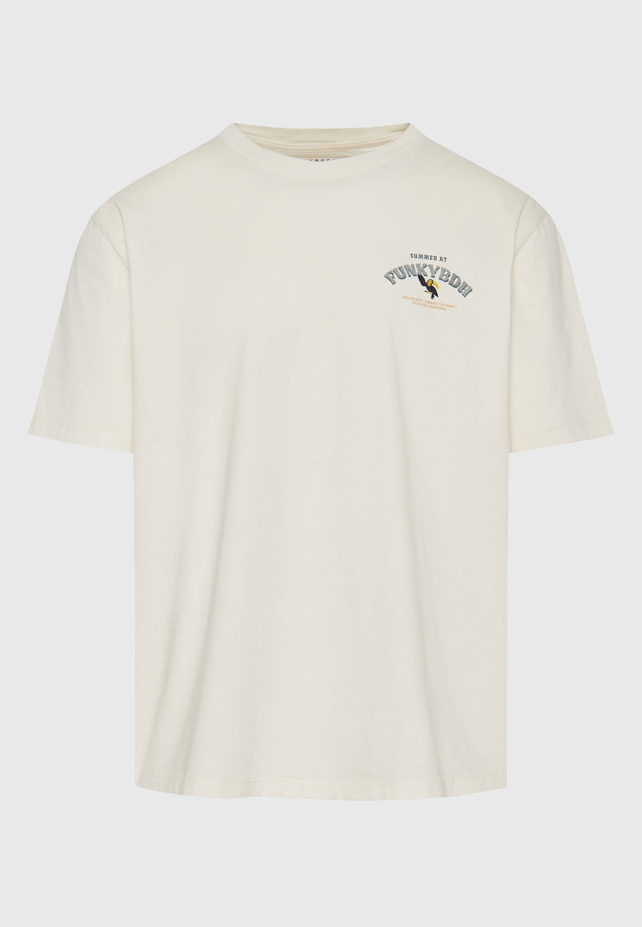 Relaxed fit t-shirt with tropical print on the back - Off white