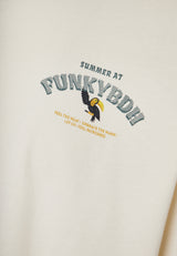 Relaxed fit t-shirt with tropical print on the back - Off white