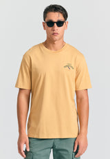 Tricou cu croială lejeră și imprimeu tropical pe spate - Bej