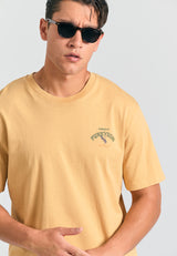 Tricou cu croială lejeră și imprimeu tropical pe spate - Bej
