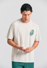 Tricou cu croială lejeră și imprimeu pensulat - Gri deschis