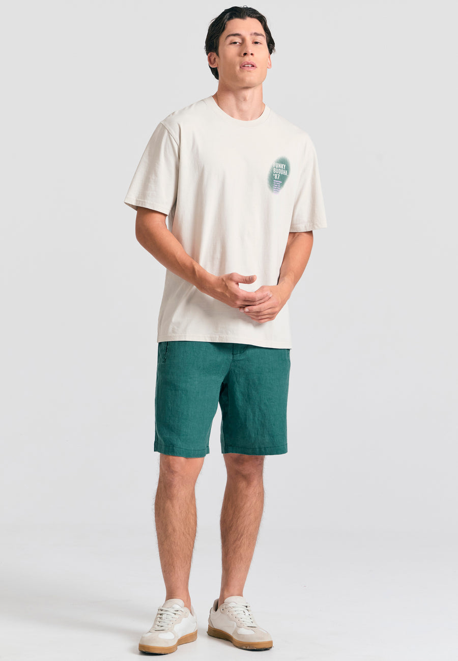 Tricou cu croială lejeră și imprimeu pensulat - Gri deschis