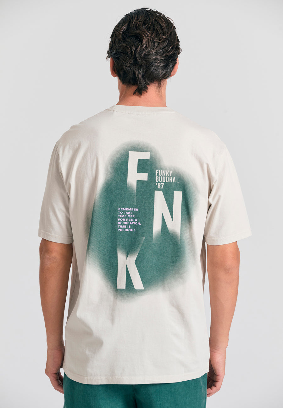Tricou cu croială lejeră și imprimeu pensulat - Gri deschis