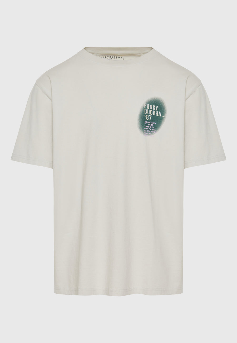 Tricou cu croială lejeră și imprimeu pensulat - Gri deschis