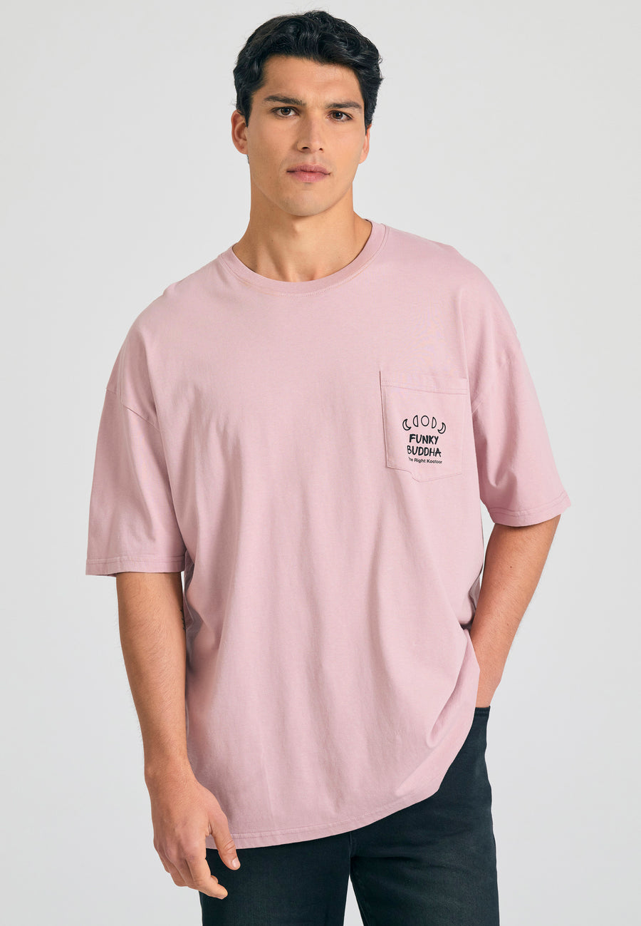Tricou supradimensionat cu imprimeu grafic pe spate - Liliac