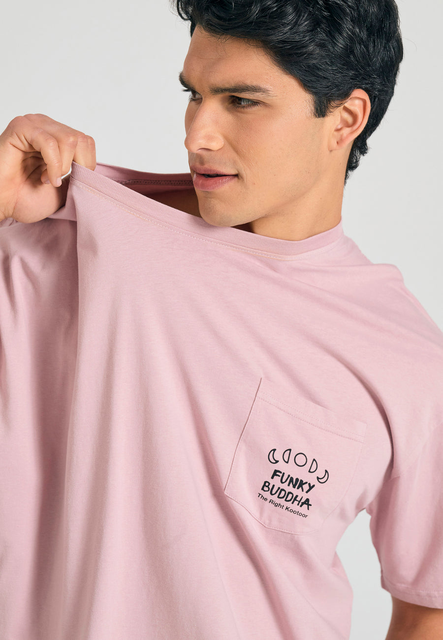 Tricou supradimensionat cu imprimeu grafic pe spate - Liliac