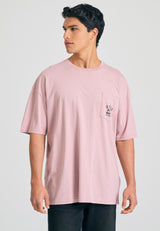 Tricou supradimensionat cu imprimeu grafic pe spate - Liliac