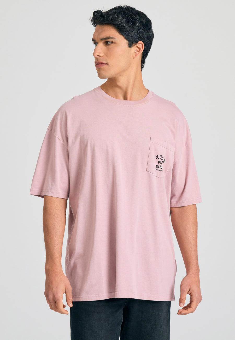 Tricou supradimensionat cu imprimeu grafic pe spate - Liliac