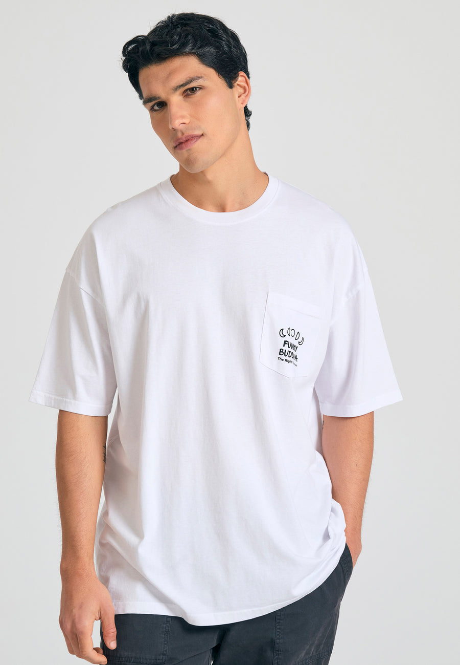 Tricou supradimensionat cu imprimeu grafic pe spate - Alb