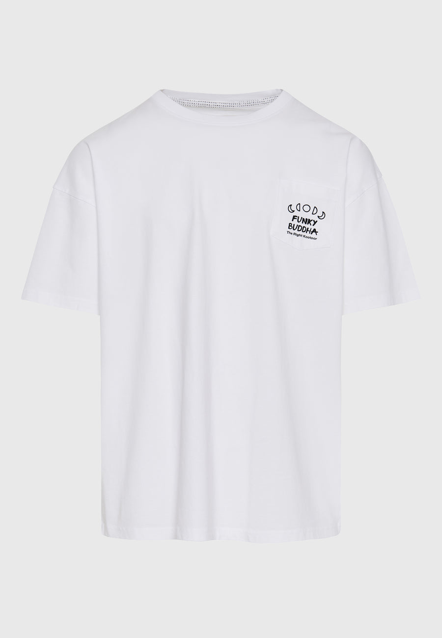 Tricou supradimensionat cu imprimeu grafic pe spate - Alb