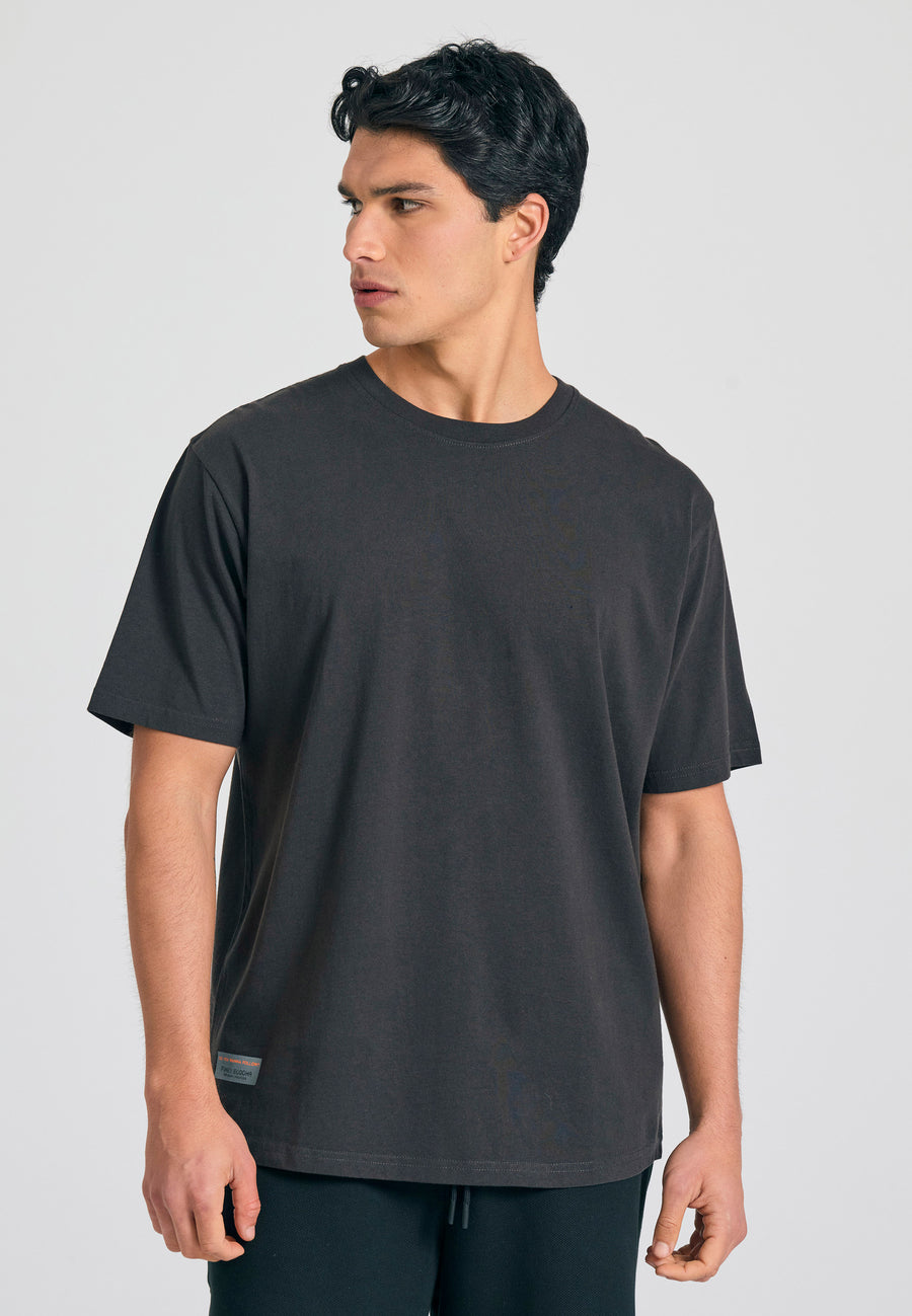 Tricou cu croială lejeră și imprimeu grafic pe spate - Antracit