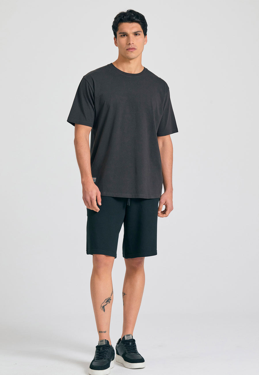 Tricou cu croială lejeră și imprimeu grafic pe spate - Antracit