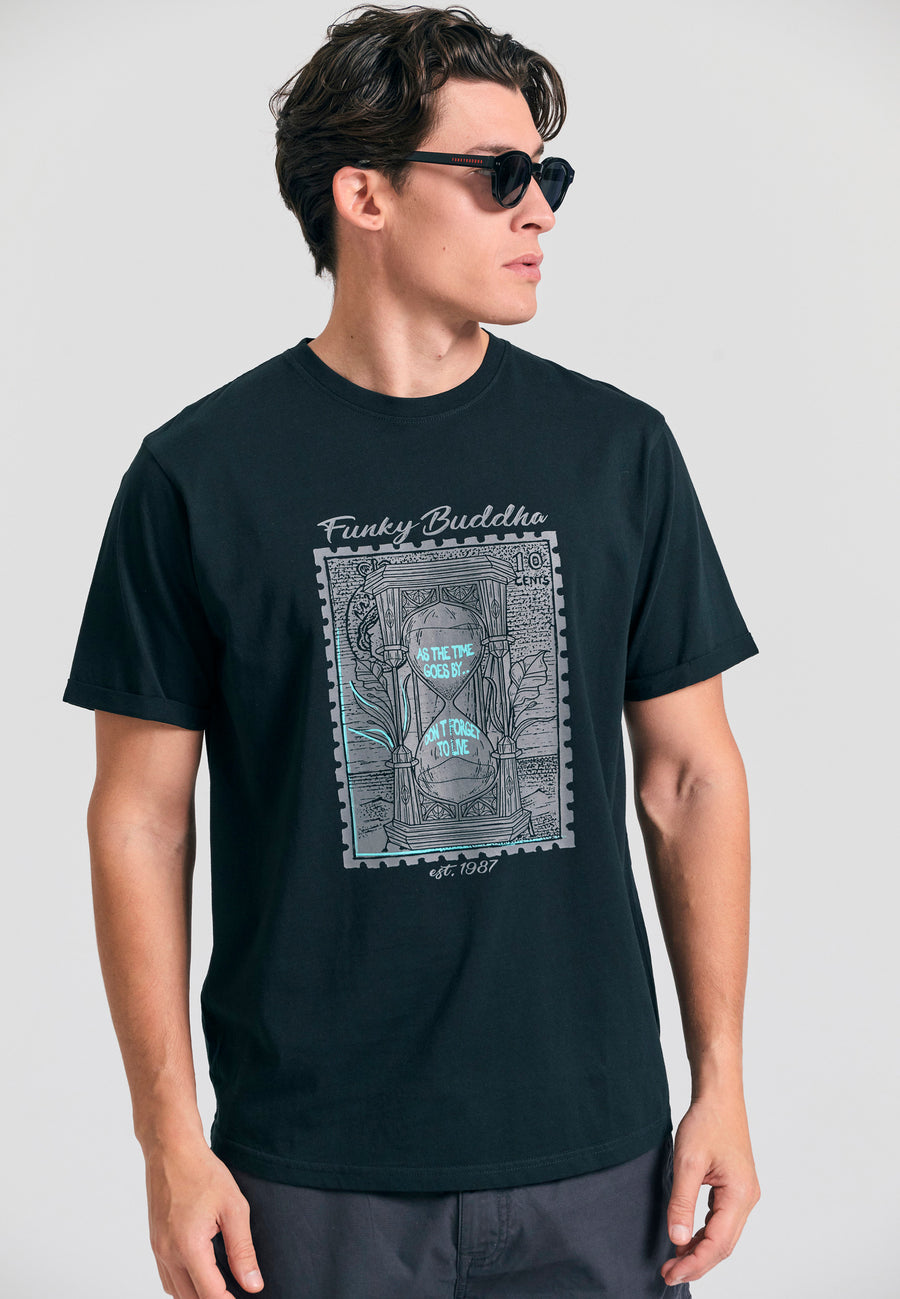 Tricou cu imprimeu fotografic - Negru