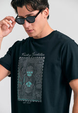 Tricou cu imprimeu fotografic - Negru