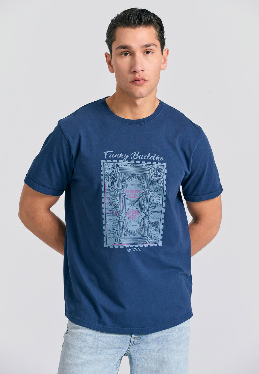 Tricou cu imprimeu fotografic - Albastru miezul nopții