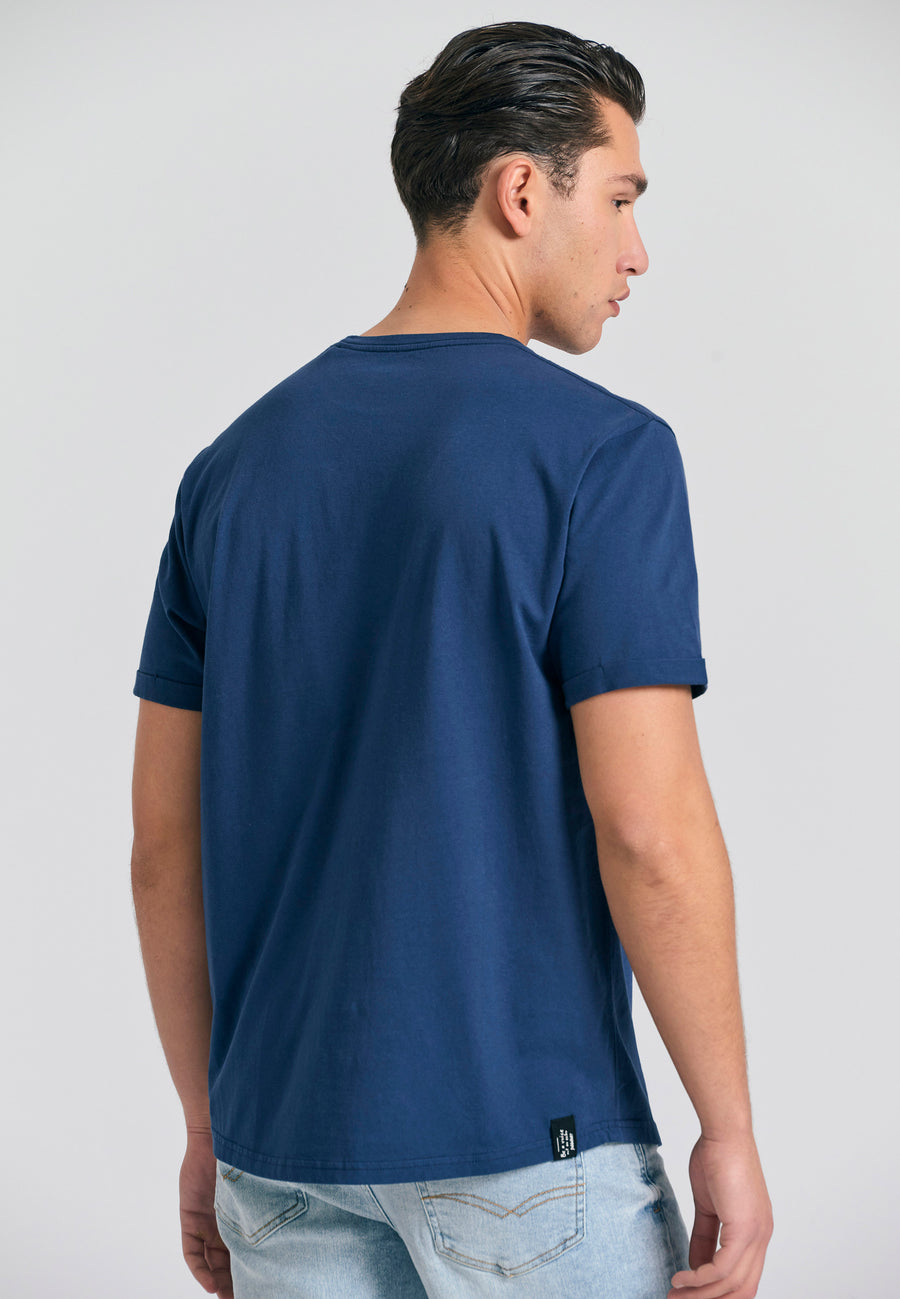 Tricou cu imprimeu fotografic - Albastru miezul nopții