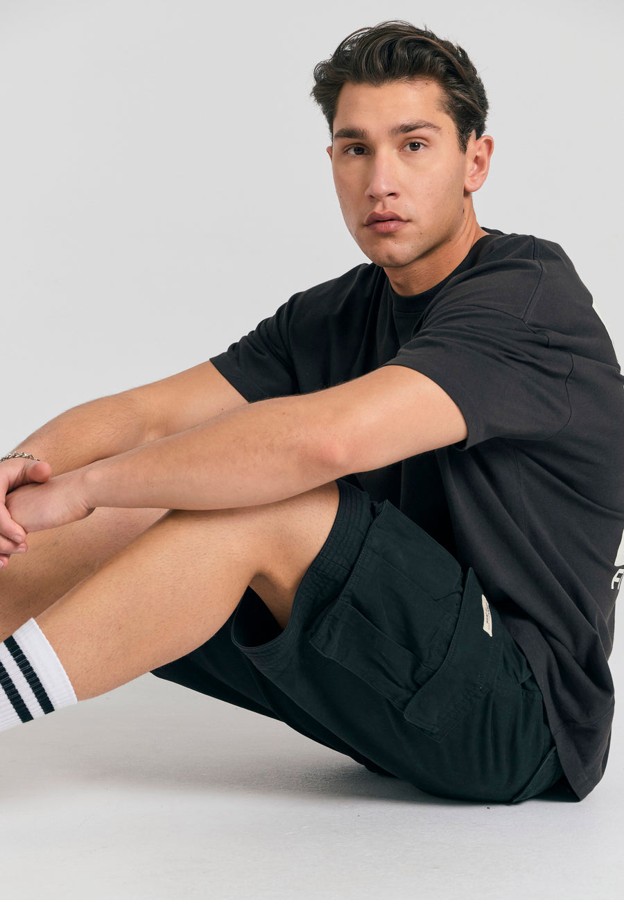 Tricou supradimensionat cu imprimeu abstract pe spate - Antracit