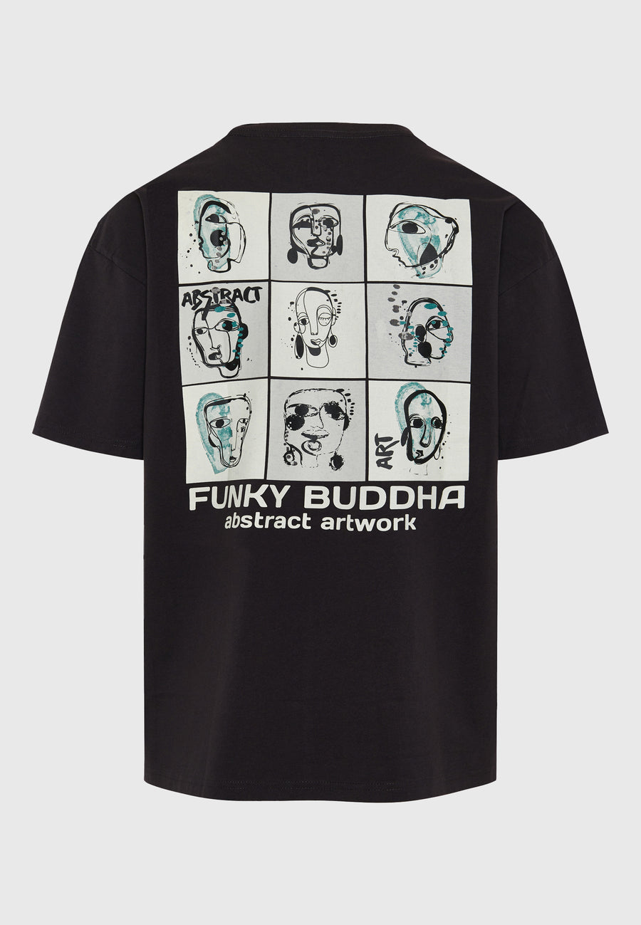 Tricou supradimensionat cu imprimeu abstract pe spate - Antracit