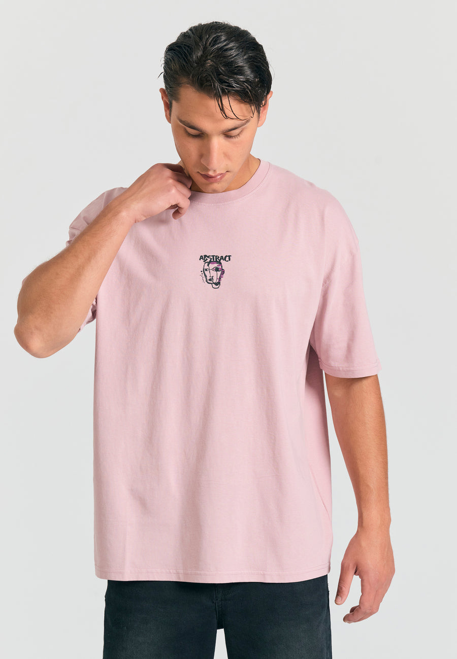 Tricou supradimensionat cu imprimeu abstract pe spate - Liliac
