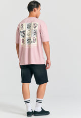 Tricou supradimensionat cu imprimeu abstract pe spate - Liliac