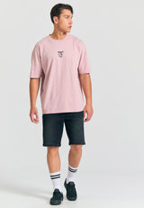 Tricou supradimensionat cu imprimeu abstract pe spate - Liliac
