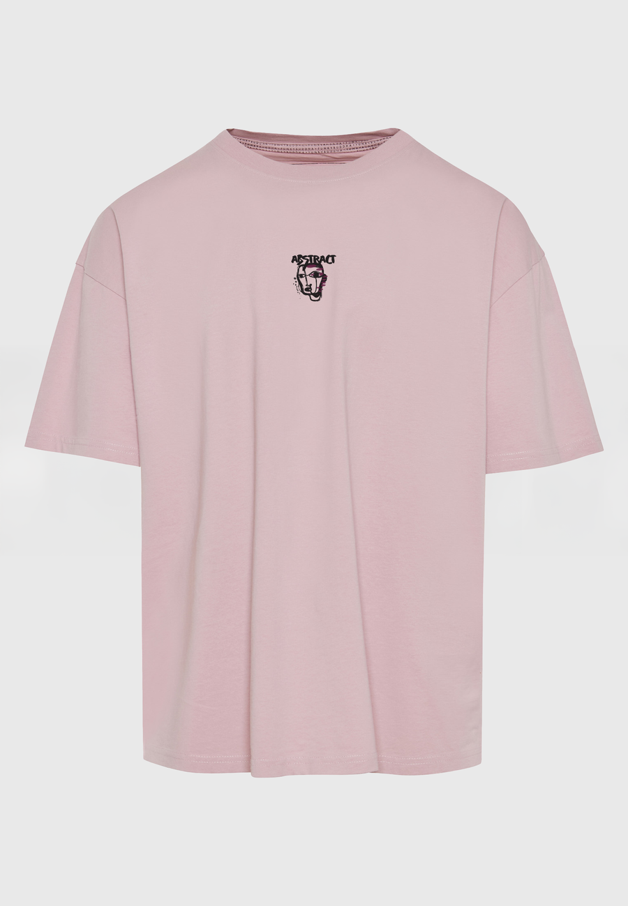 Tricou supradimensionat cu imprimeu abstract pe spate - Liliac