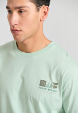 Tricou relaxat din bumbac organic cu imprimeu abstract - Mentă