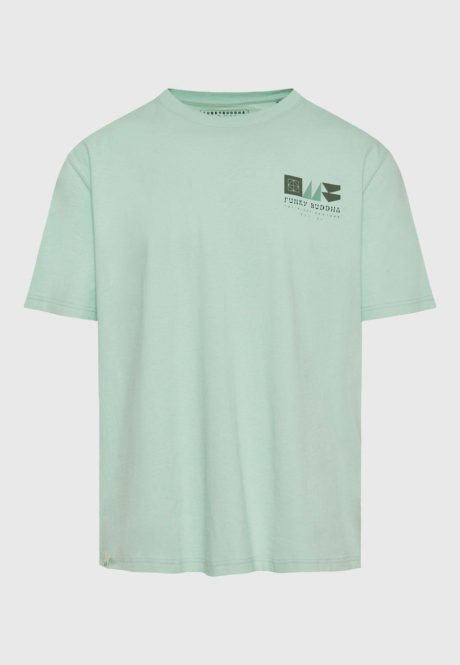 Tricou relaxat din bumbac organic cu imprimeu abstract - Mentă