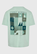 Tricou relaxat din bumbac organic cu imprimeu abstract - Mentă