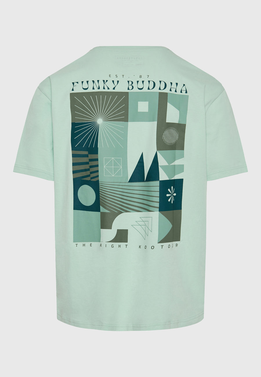 Tricou relaxat din bumbac organic cu imprimeu abstract - Mentă