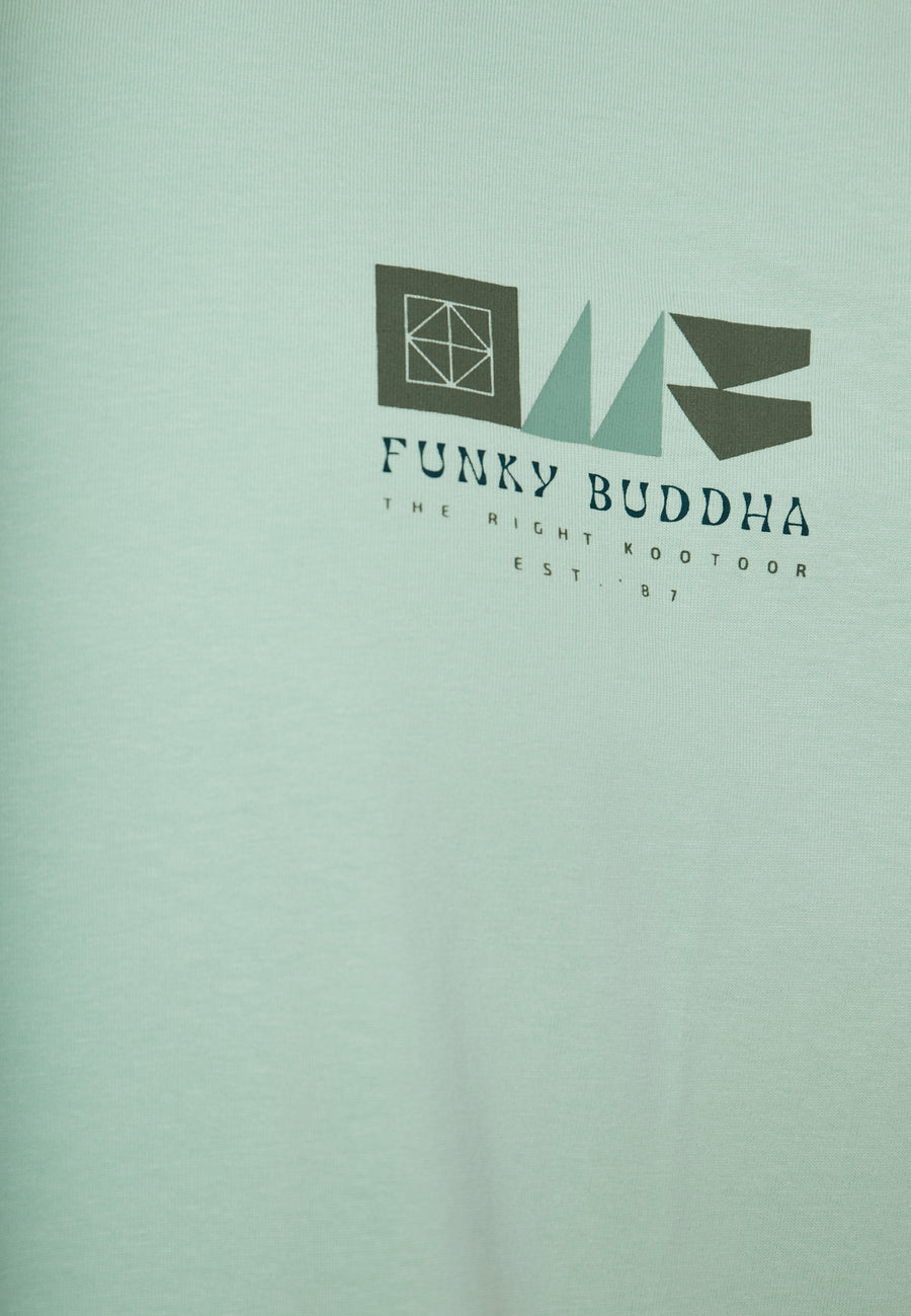 Tricou relaxat din bumbac organic cu imprimeu abstract - Mentă