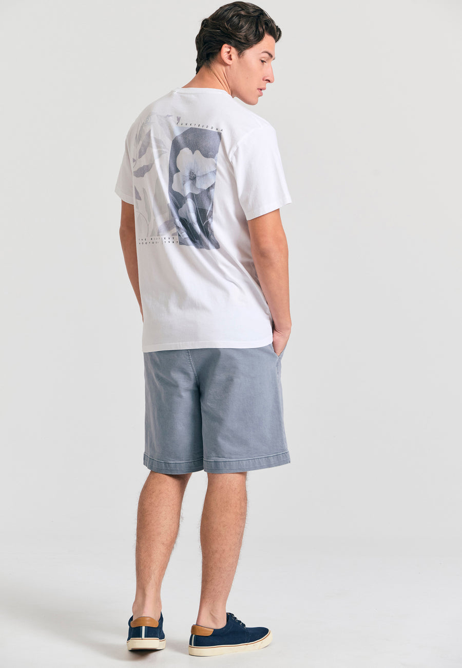 Tricou din bumbac organic cu imprimeu floral vintage - Alb