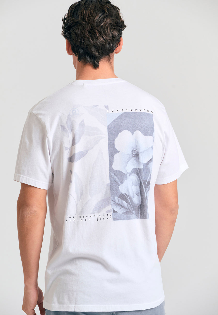 Tricou din bumbac organic cu imprimeu floral vintage - Alb