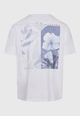 Tricou din bumbac organic cu imprimeu floral vintage - Alb