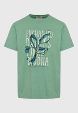 Tricou din bumbac organic cu imprimeu fotografic - Verde salvie