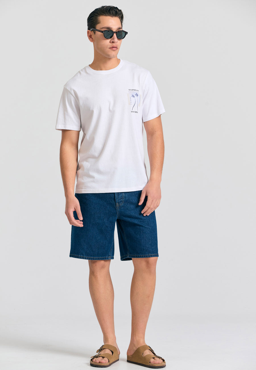 Tricou cu imprimeu fotografic pe spate - Alb