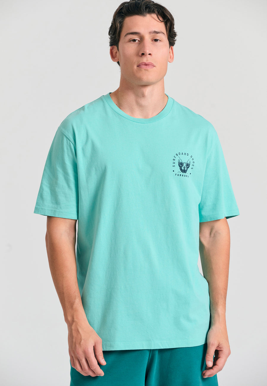 Tricou cu croială lejeră și imprimeu pe spate - Aqua