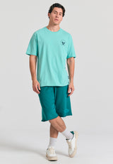 Tricou cu croială lejeră și imprimeu pe spate - Aqua