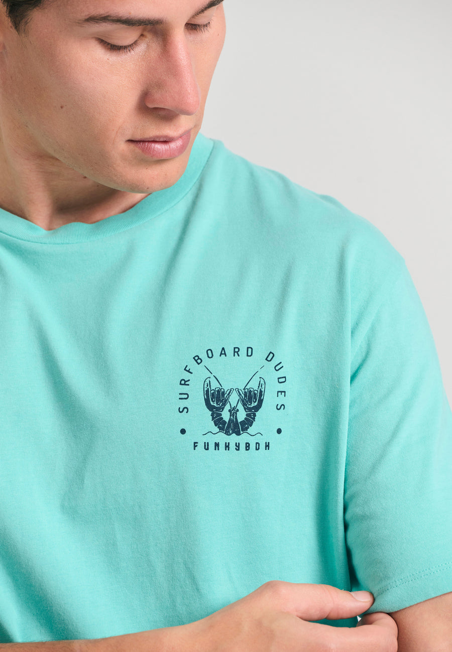 Tricou cu croială lejeră și imprimeu pe spate - Aqua