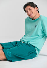 Tricou cu croială lejeră și imprimeu pe spate - Aqua