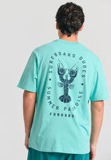 Tricou cu croială lejeră și imprimeu pe spate - Aqua