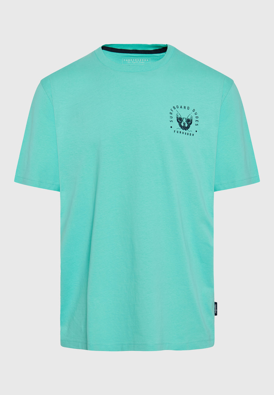 Tricou cu croială lejeră și imprimeu pe spate - Aqua
