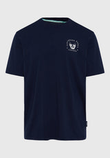 Tricou cu croială lejeră și imprimeu pe spate - Bleumarin