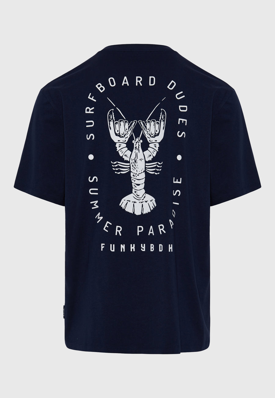 Tricou cu croială lejeră și imprimeu pe spate - Bleumarin
