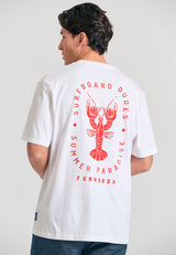 Tricou cu croială lejeră și imprimeu pe spate - Alb