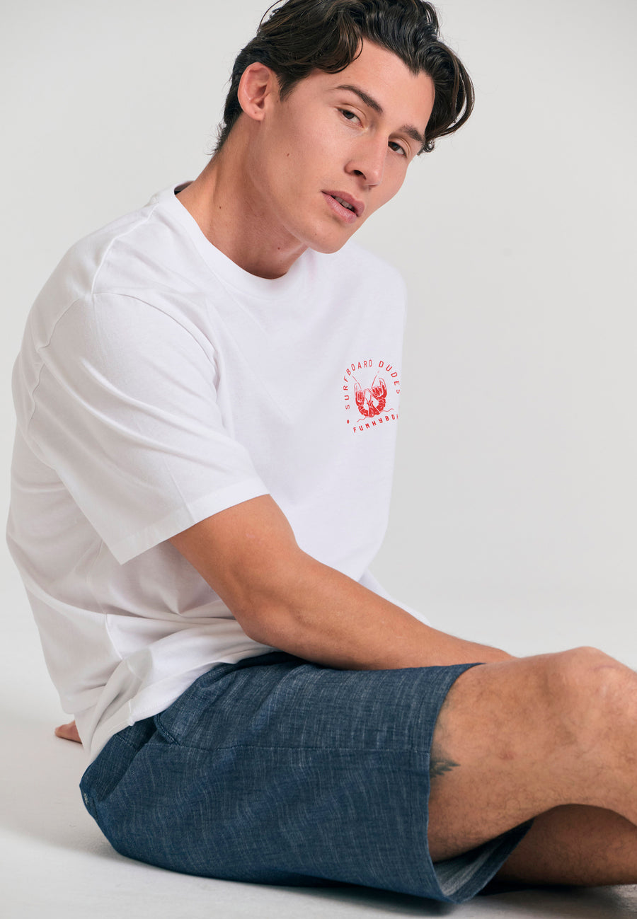 Tricou cu croială lejeră și imprimeu pe spate - Alb