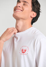 Tricou cu croială lejeră și imprimeu pe spate - Alb